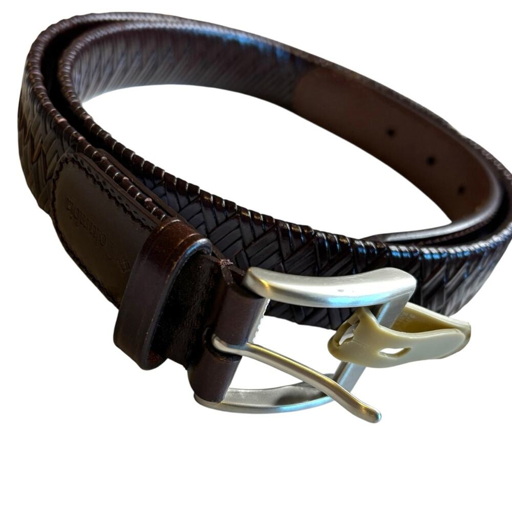 Columbia Brown Leather Woven‎ Belt Men's XL | Braided Dress Casual NWT